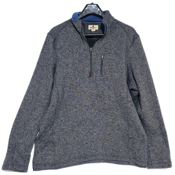 Woolrich Pullover Sweater Mens XL Gray Knit Long Sleeve 1/4 Zip Angler - Picture 2 of 10
